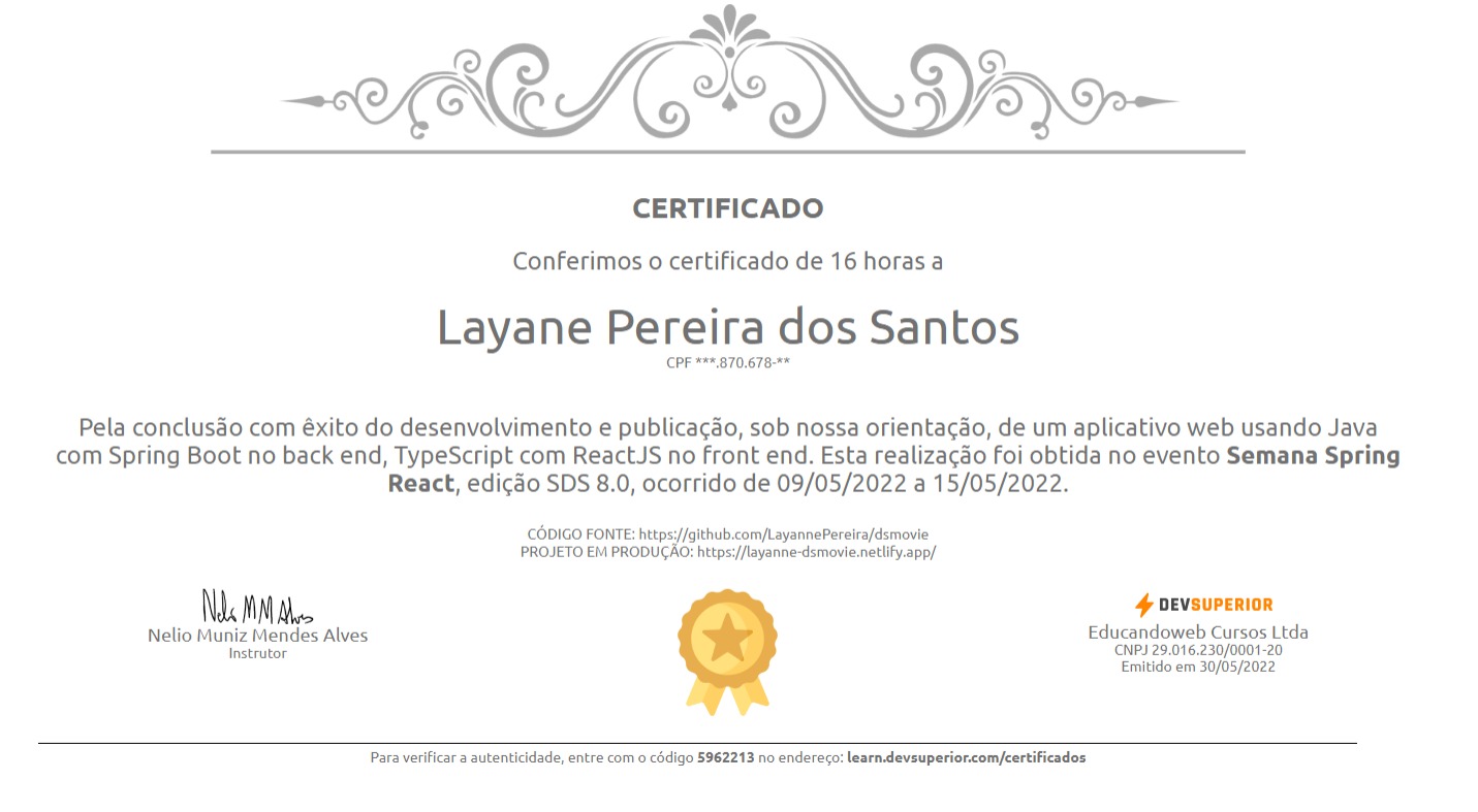 FFoto ilustrativa do certificado