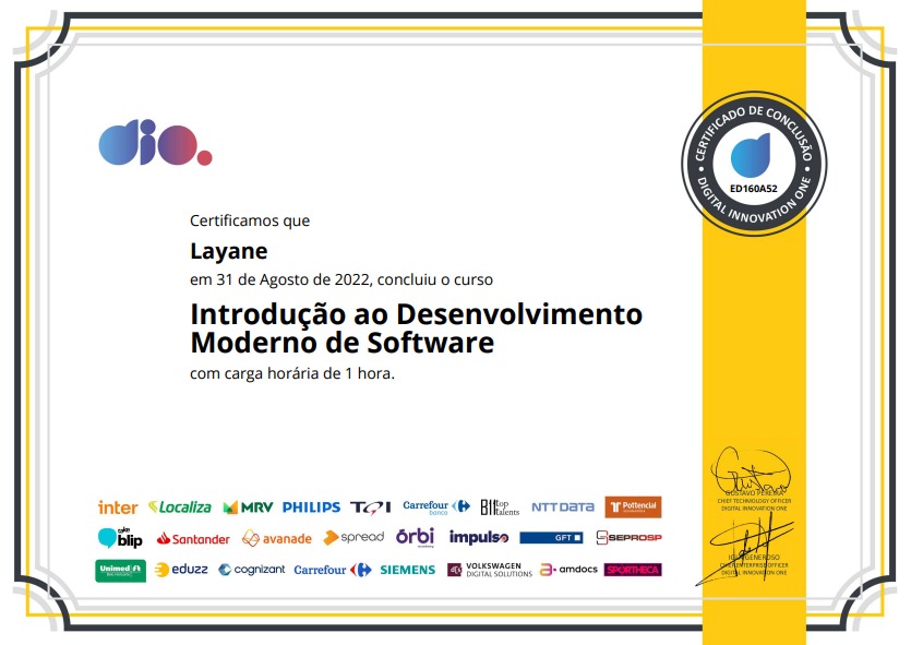FFoto ilustrativa do certificado